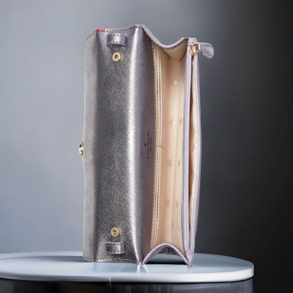 KATE SPADE NWT TINSEL FLAP SPARKLING GLITTER PURPLE CROSSBODY BAG - Picture 10 of 10